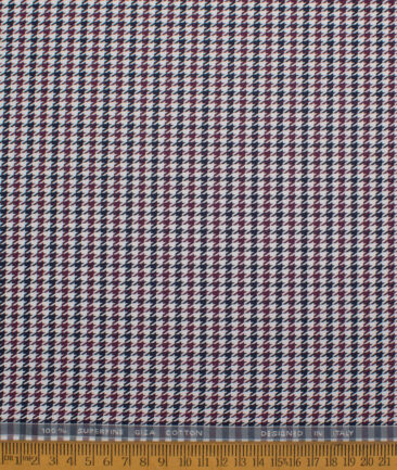 Tessitura Monti  Giza Cotton Houndstooth Shirting Fabric (White & Purple)