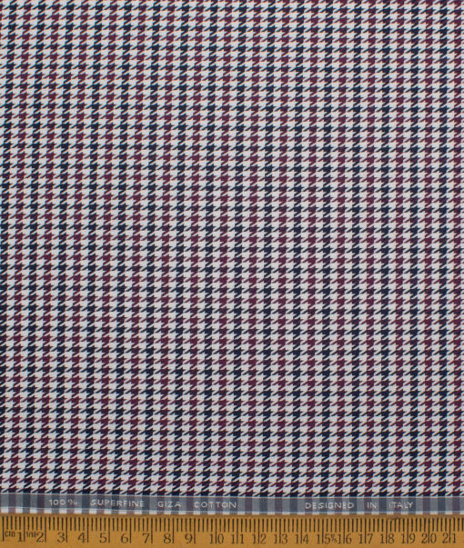Tessitura Monti  Giza Cotton Houndstooth Shirting Fabric (White & Purple)