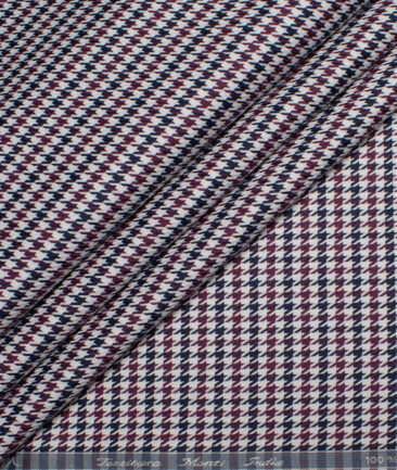 Tessitura Monti  Giza Cotton Houndstooth Shirting Fabric (White & Purple)