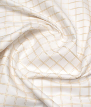 Tessitura Monti 2 Ply 70's Giza Cotton Checks Shirting Fabric (White & Beige)