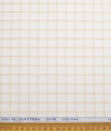 Tessitura Monti 2 Ply 70's Giza Cotton Checks Shirting Fabric (White & Beige)