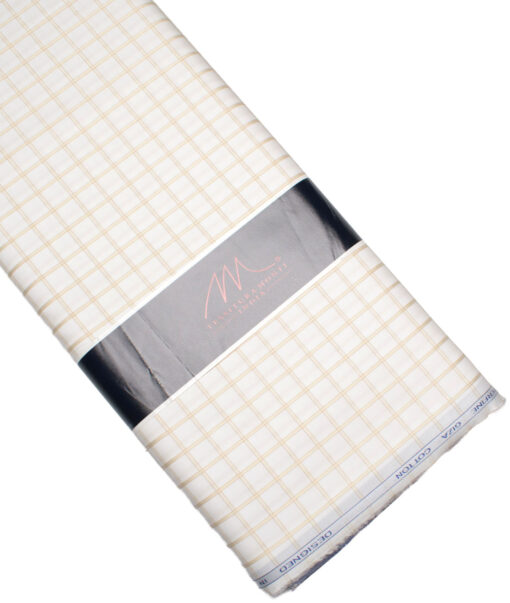 Tessitura Monti 2 Ply 70's Giza Cotton Checks Shirting Fabric (White & Beige)