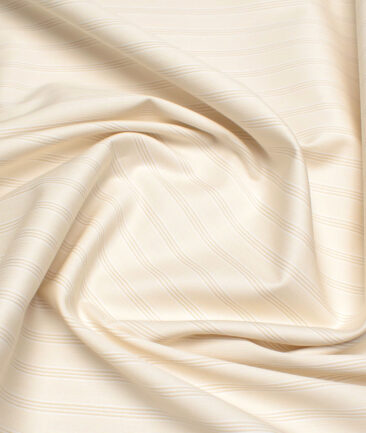 Tessitura Monti 2 Ply 70's Giza Cotton Striped Shirting Fabric (Beige)