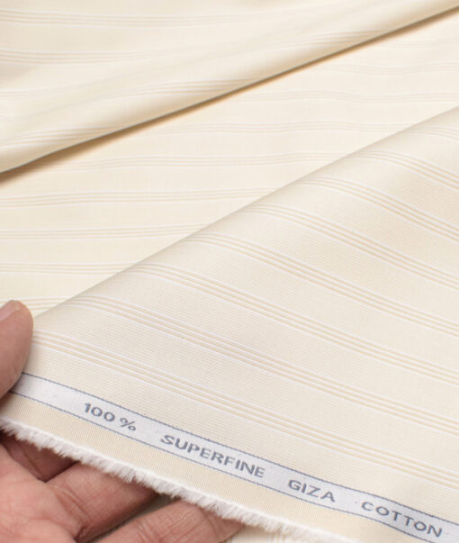 Tessitura Monti 2 Ply 70's Giza Cotton Striped Shirting Fabric (Beige)