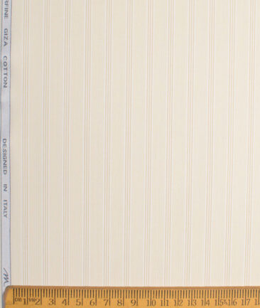 Tessitura Monti 2 Ply 70's Giza Cotton Striped Shirting Fabric (Beige)