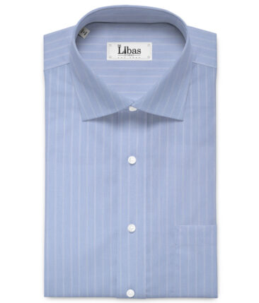 J.Hampstead  Giza Cotton Striped Shirting Fabric (Sky Blue)
