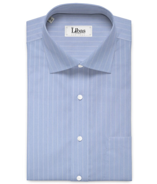 J.Hampstead  Giza Cotton Striped Shirting Fabric (Sky Blue)