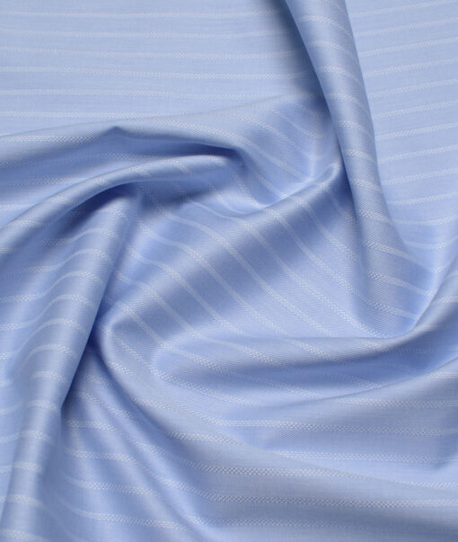 J.Hampstead  Giza Cotton Striped Shirting Fabric (Sky Blue)