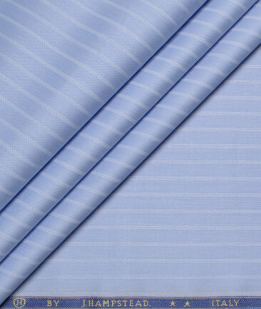 J.Hampstead  Giza Cotton Striped Shirting Fabric (Sky Blue)
