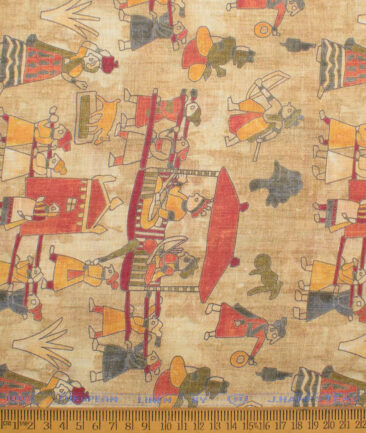 J.Hampstead 60 LEA European Linen Printed Shirt or Kurta Fabric (Beige)