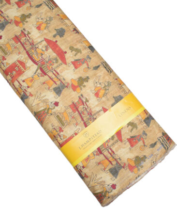 J.Hampstead 60 LEA European Linen Printed Shirt or Kurta Fabric (Beige)
