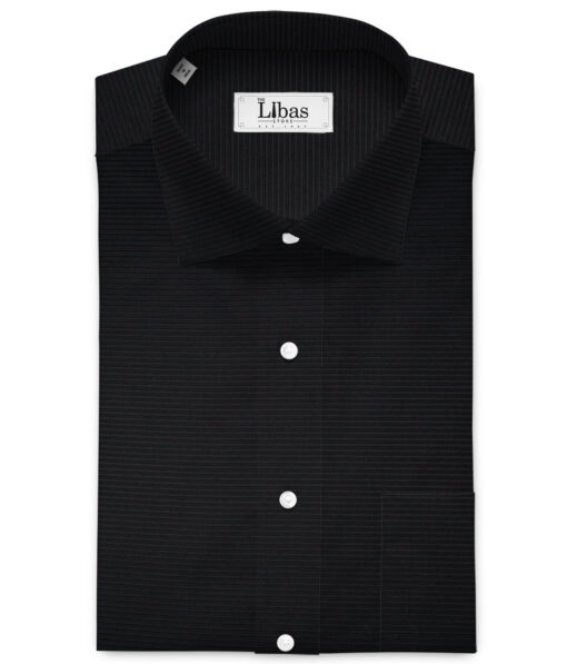 Luthai 2 Ply 100's Supima Cotton Striped Shirting Fabric (Black)