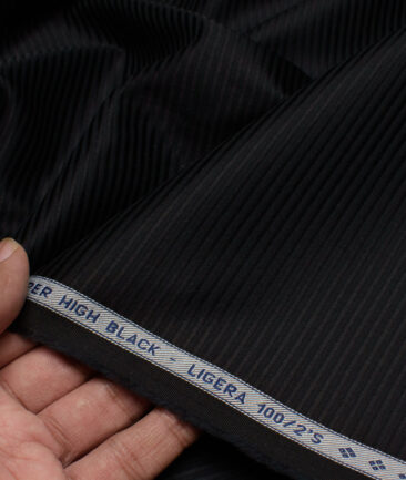 Luthai 2 Ply 100's Supima Cotton Striped Shirting Fabric (Black)