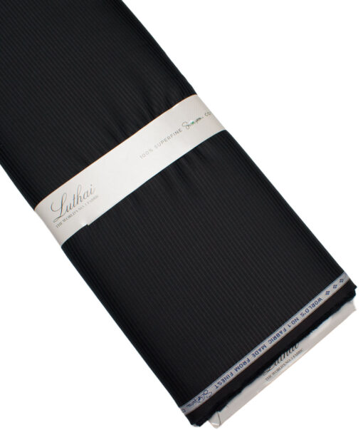 Luthai 2 Ply 100's Supima Cotton Striped Shirting Fabric (Black)