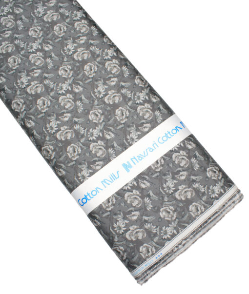 Navsari  Cotton Printed Shirt or Kurta Fabric (Greenish Grey)