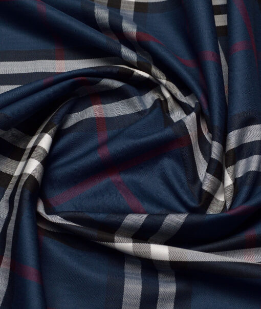 Soktas  Giza Cotton Checks Shirting Fabric (Dark Royal Blue)