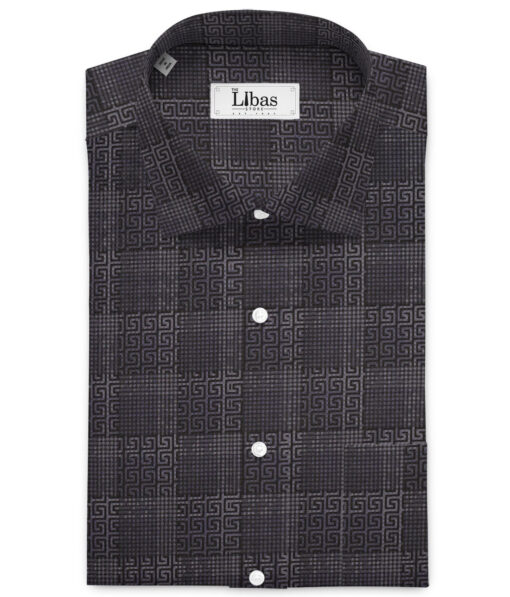 Soktas  Giza Cotton Self Design Shirting Fabric (Black & Grey)