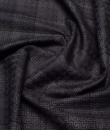 Soktas  Giza Cotton Self Design Shirting Fabric (Black & Grey)