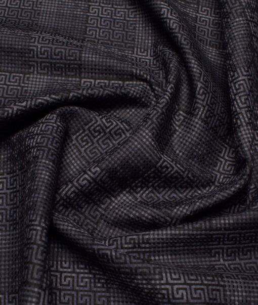 Soktas  Giza Cotton Self Design Shirting Fabric (Black & Grey)