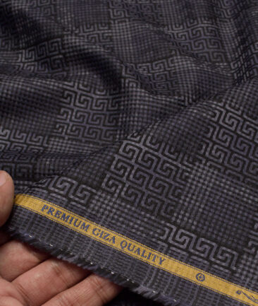 Soktas  Giza Cotton Self Design Shirting Fabric (Black & Grey)