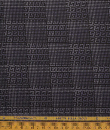 Soktas  Giza Cotton Self Design Shirting Fabric (Black & Grey)