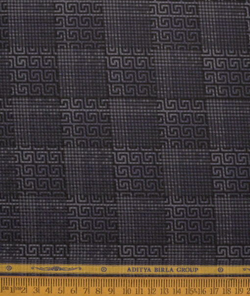 Soktas  Giza Cotton Self Design Shirting Fabric (Black & Grey)