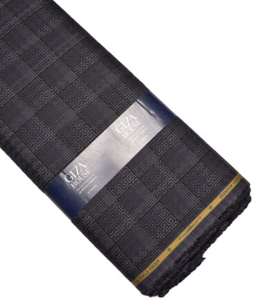 Soktas  Giza Cotton Self Design Shirting Fabric (Black & Grey)