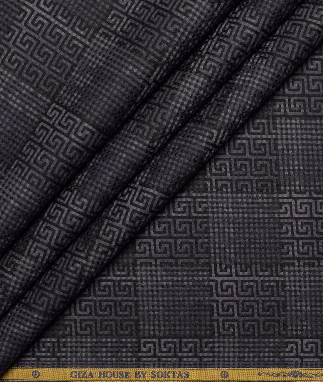 Soktas Giza Cotton Self Design Shirting Fabric (Black & Grey) Soktas Giza Cotton Self Design Shirting Fabric (Black & Grey)