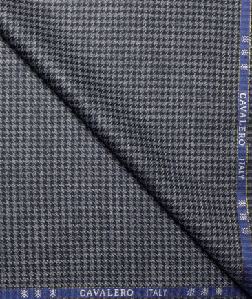 Cavalero Italy 30% Merino Wool  Checks Unstitched Fabric for Jacketing or Blazer  (Grey & Blue)