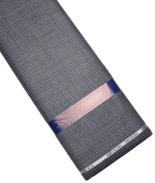 Cavalero Italy 30% Merino Wool  Checks Unstitched Fabric for Jacketing or Blazer  (Grey & Blue) - Image 5