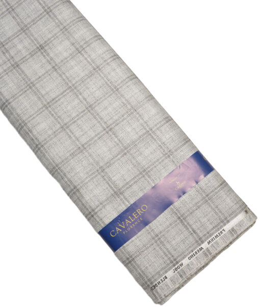 Cavalero Italy 30% Merino Wool  Checks Unstitched Fabric for Jacketing or Blazer  (Silver Grey) - Image 5