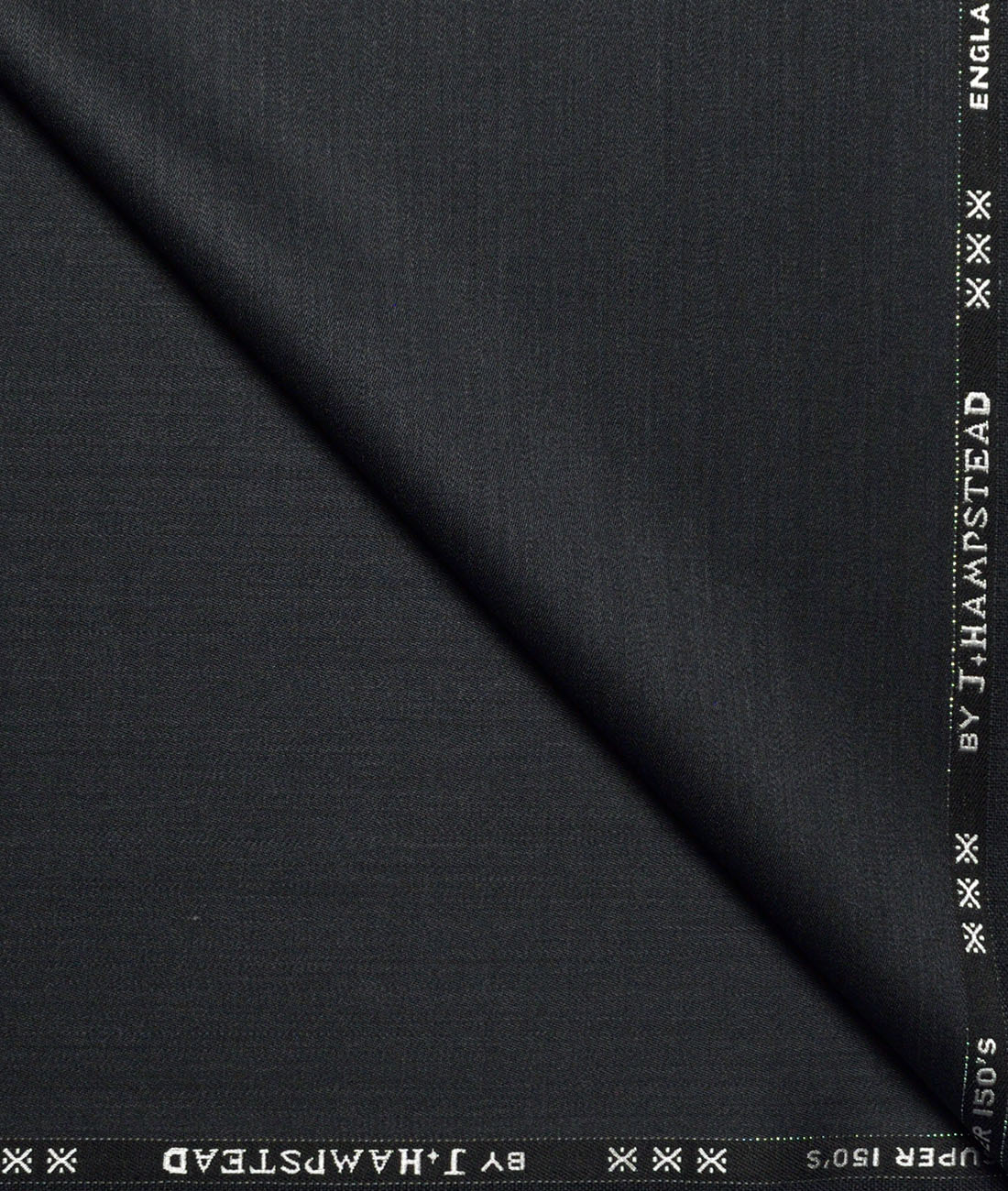 J.Hampstead Super 150's Self Design 95% Merino Wool Suiting Fabric (Charcoal Black) J.Hampstead Super 150's Self Design 95% Merino Wool Suiting Fabric (Charcoal Black)