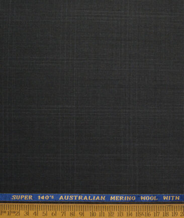 J.Hampstead Super 140's Checks 58% Merino Wool Stretchable Suiting Fabric (Blackish Grey)