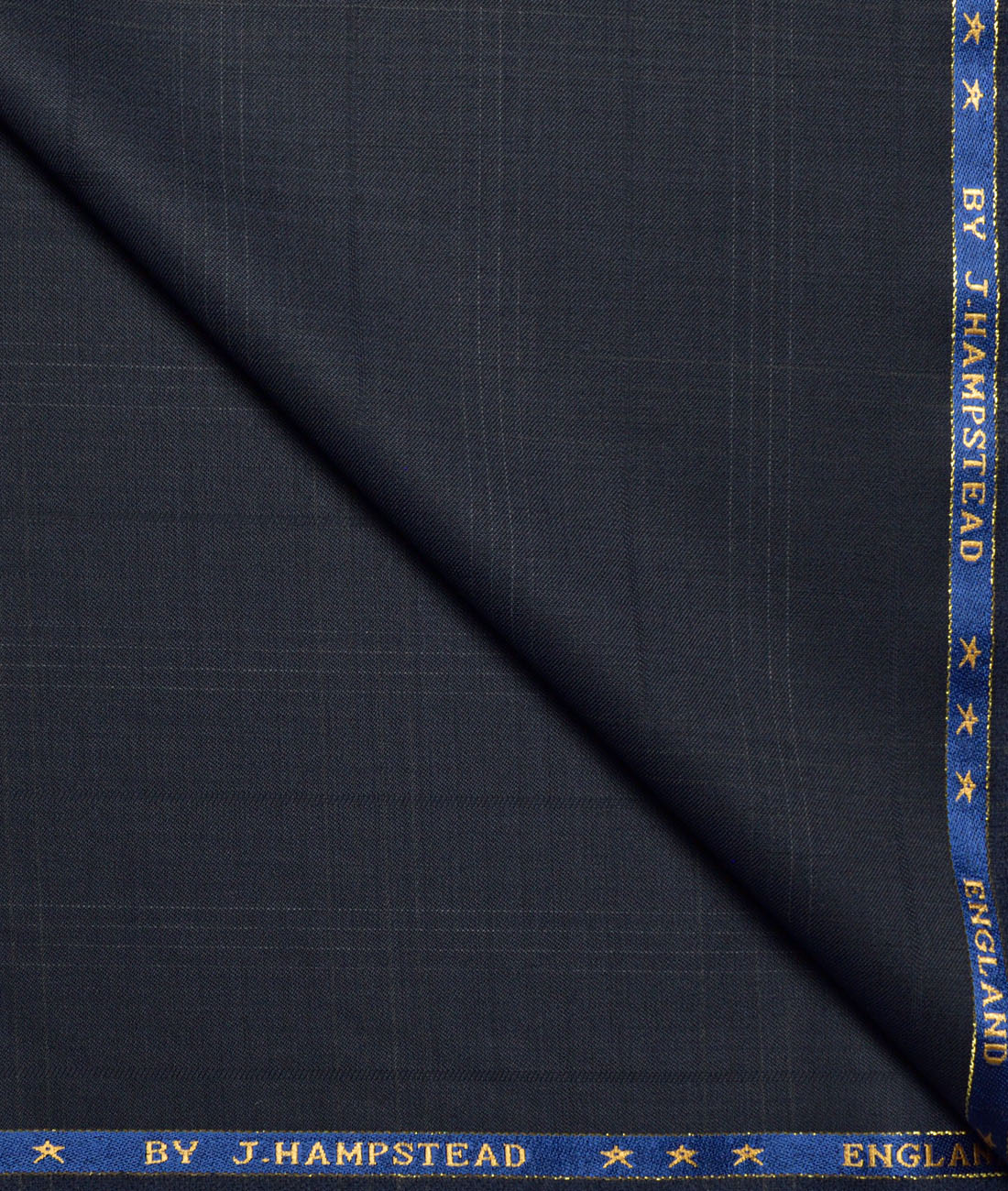 J.Hampstead Super 140's Checks 58% Merino Wool Stretchable Suiting Fabric (Dark Blue) J.Hampstead Super 140's Checks 58% Merino Wool Stretchable Suiting Fabric (Dark Blue)