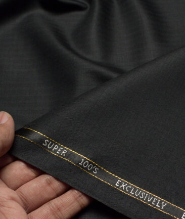 J.Hampstead Super 100's Self Design 20% Merino Wool Suiting Fabric (Black)