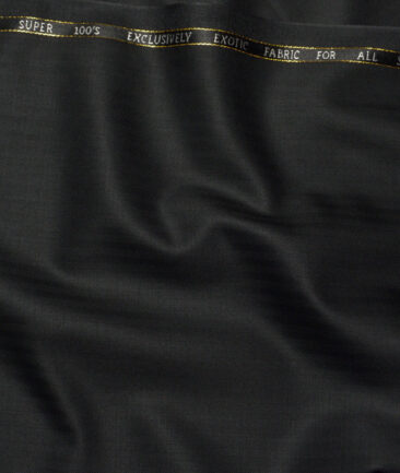 J.Hampstead Super 100's Self Design 20% Merino Wool Suiting Fabric (Black)