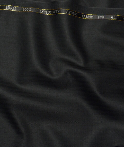 J.Hampstead Super 100's Self Design 20% Merino Wool Suiting Fabric (Black)