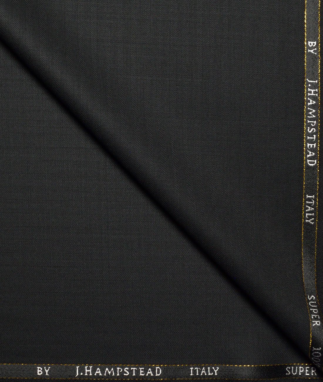 J.Hampstead Super 100's Self Design 20% Merino Wool Suiting Fabric (Black) J.Hampstead Super 100's Self Design 20% Merino Wool Suiting Fabric (Black)