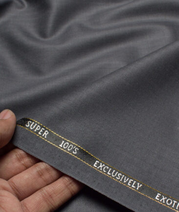 J.Hampstead Super 100's Self Design 20% Merino Wool Suiting Fabric (Cement Grey)