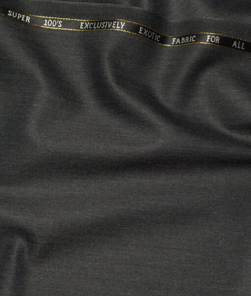 J.Hampstead Super 100's Self Design 20% Merino Wool Suiting Fabric (Dark Worsted Grey)