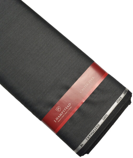 J.Hampstead Super 100's Self Design 20% Merino Wool Suiting Fabric (Dark Worsted Grey)