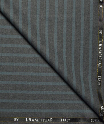 J.Hampstead Super 100's Striped 20% Merino Wool Suiting Fabric (Grey)