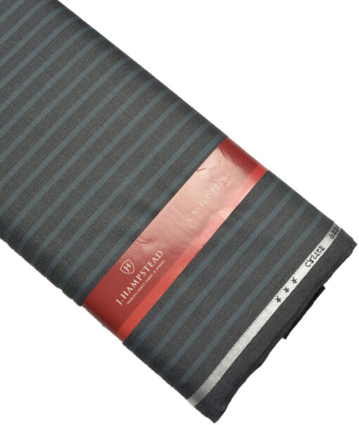 J.Hampstead Super 100's Striped 20% Merino Wool Suiting Fabric (Grey)