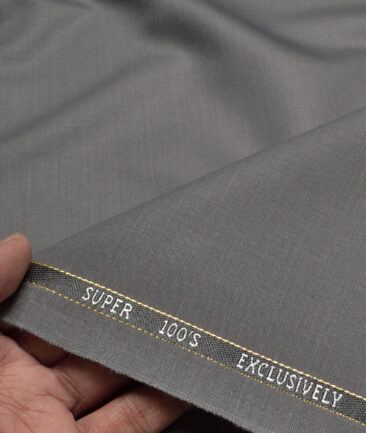 J.Hampstead Super 100's Solids 20% Merino Wool Suiting Fabric (Cement Grey)