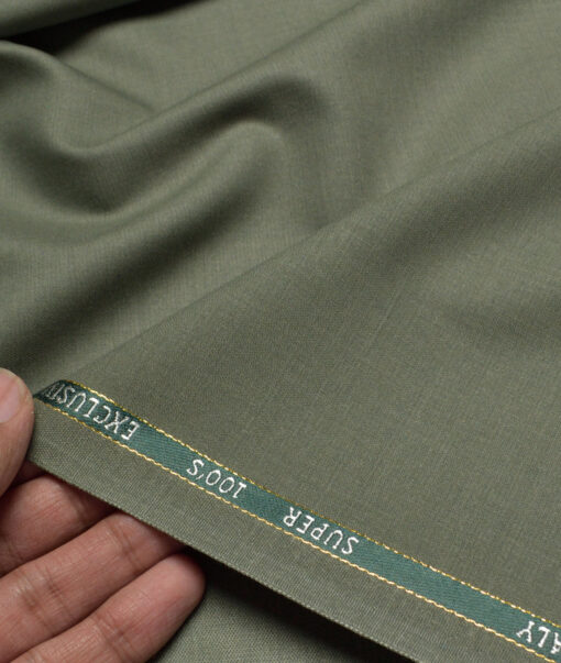 J.Hampstead Super 100's Solids 20% Merino Wool Suiting Fabric (Camoflauge Green)