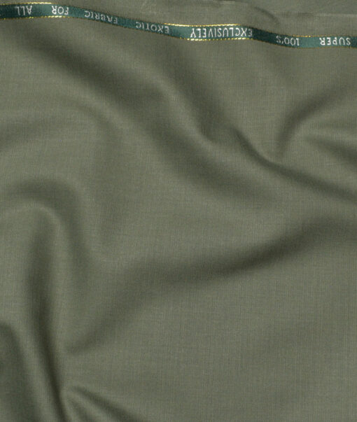 J.Hampstead Super 100's Solids 20% Merino Wool Suiting Fabric (Camoflauge Green)