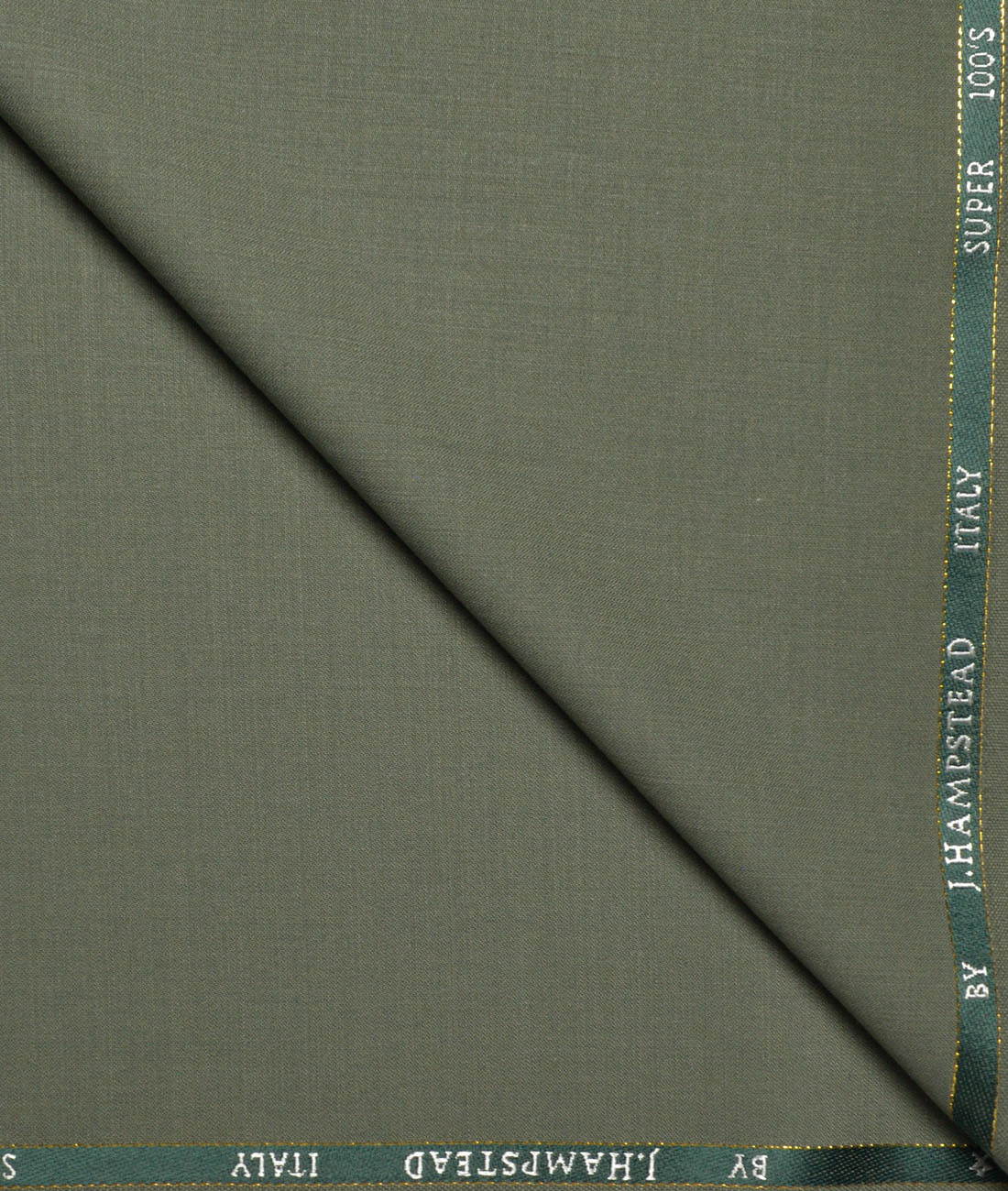 J.Hampstead Super 100's Solids 20% Merino Wool Suiting Fabric (Camoflauge Green) J.Hampstead Super 100's Solids 20% Merino Wool Suiting Fabric (Camoflauge Green)