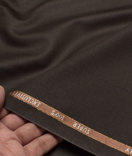 J.Hampstead Super 100's Solids 20% Merino Wool Suiting Fabric (Dark Chocolate Brown)
