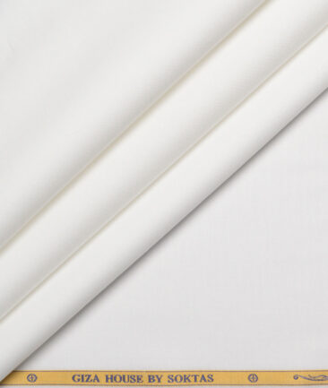 Soktas  Giza Cotton Solids Shirting Fabric (White)