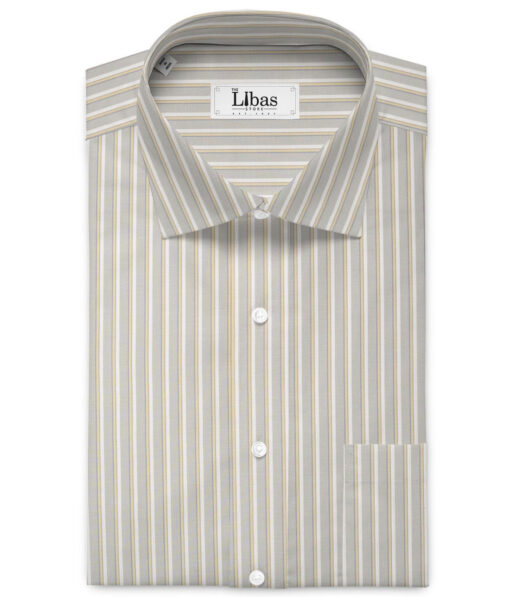 Soktas  Giza Cotton Striped Shirting Fabric (Grey)